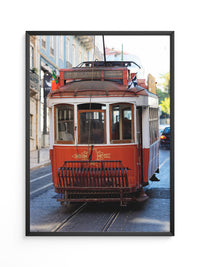 Rote Straßenbahn Lissabon retro