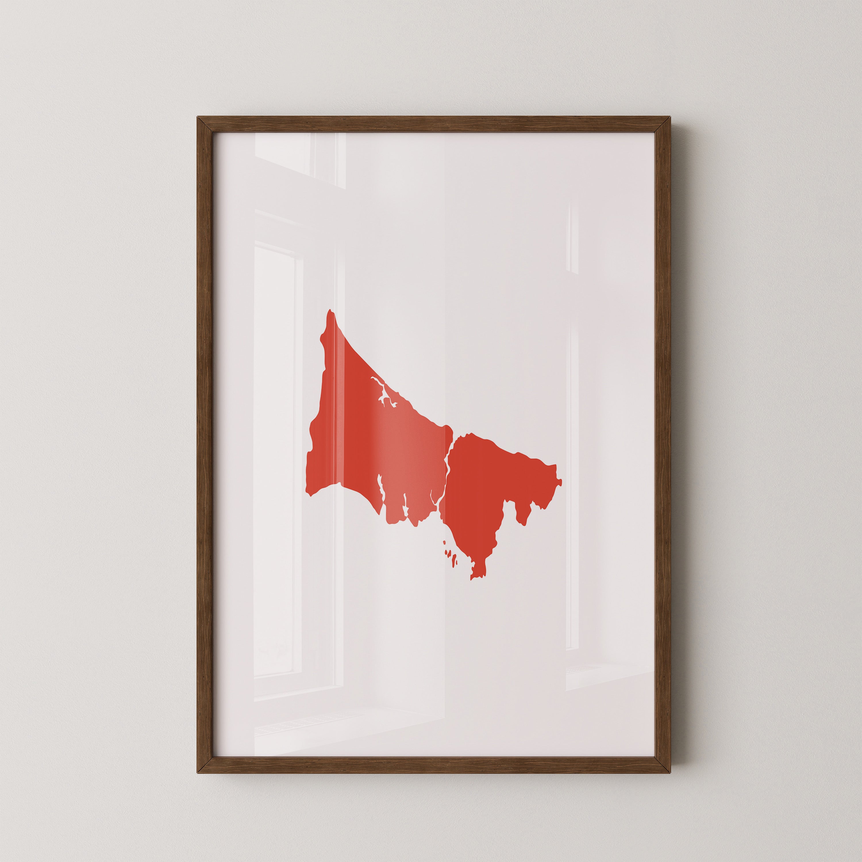 Rote Küstenlinie minimalistisch