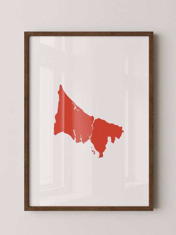 Rote Küstenlinie minimalistisch