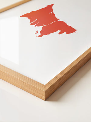 Rote Küstenlinie minimalistisch