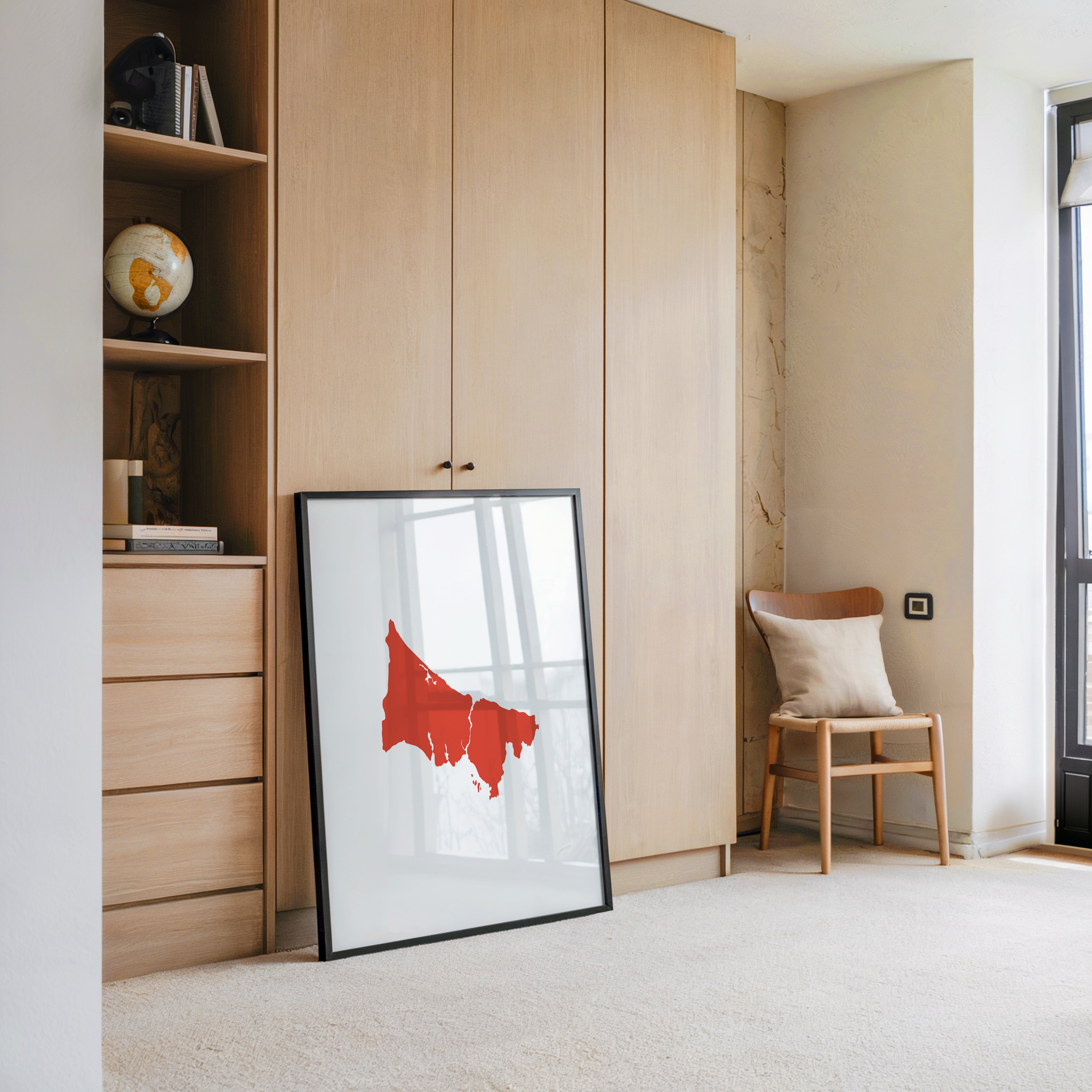 Rote Küstenlinie minimalistisch