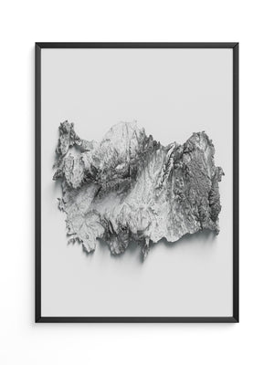 Geografie 3D Schwarz Weiß