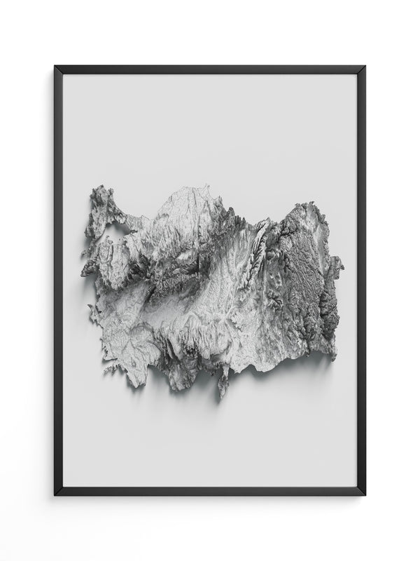 Geografie 3D Schwarz Weiß