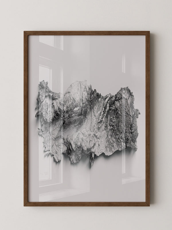 Geografie 3D Schwarz Weiß