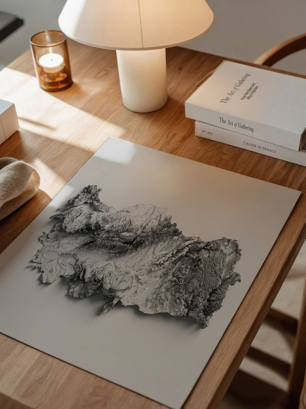 Geografie 3D Schwarz Weiß