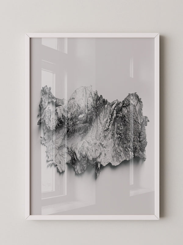 Geografie 3D Schwarz Weiß