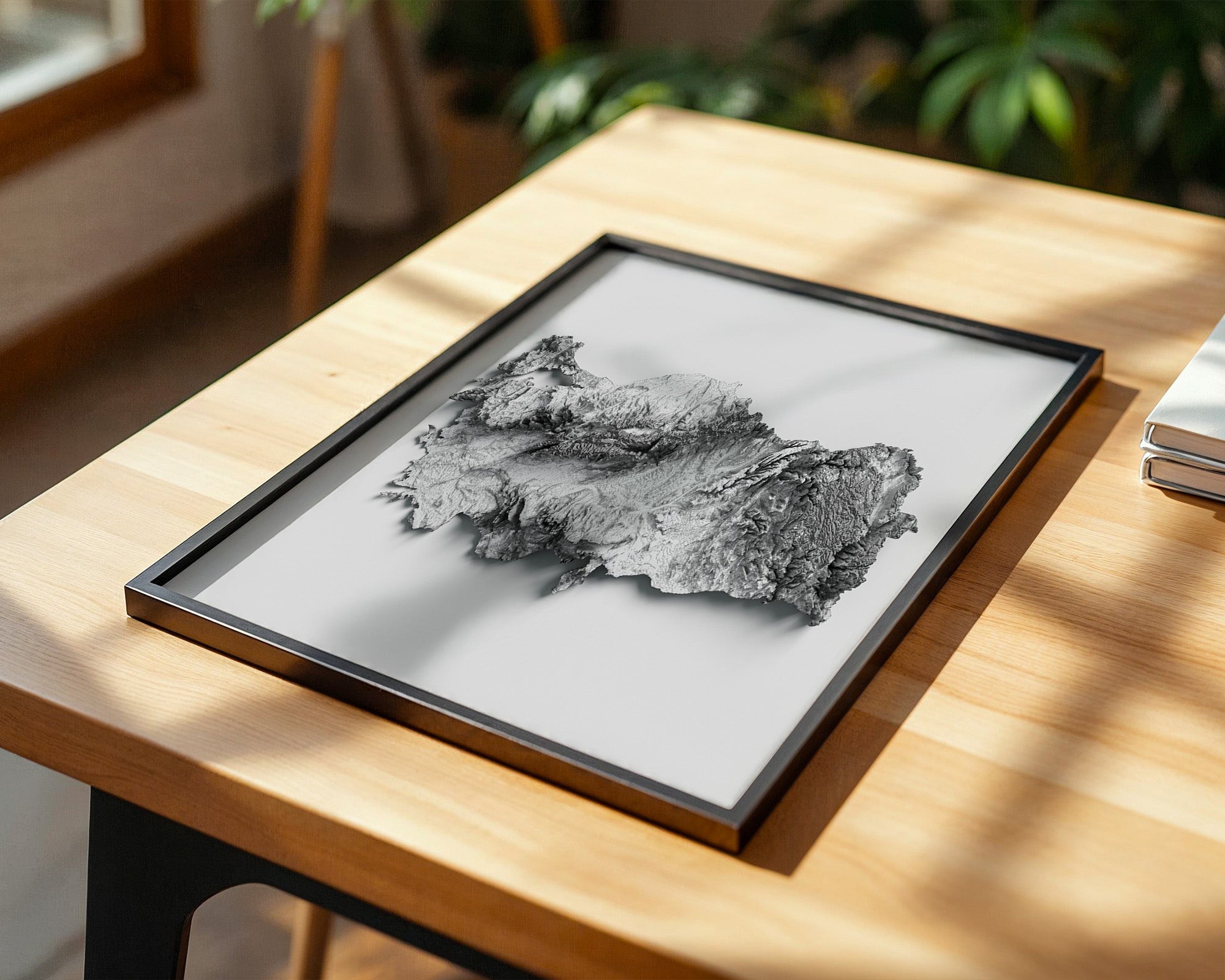 Geografie 3D Schwarz Weiß