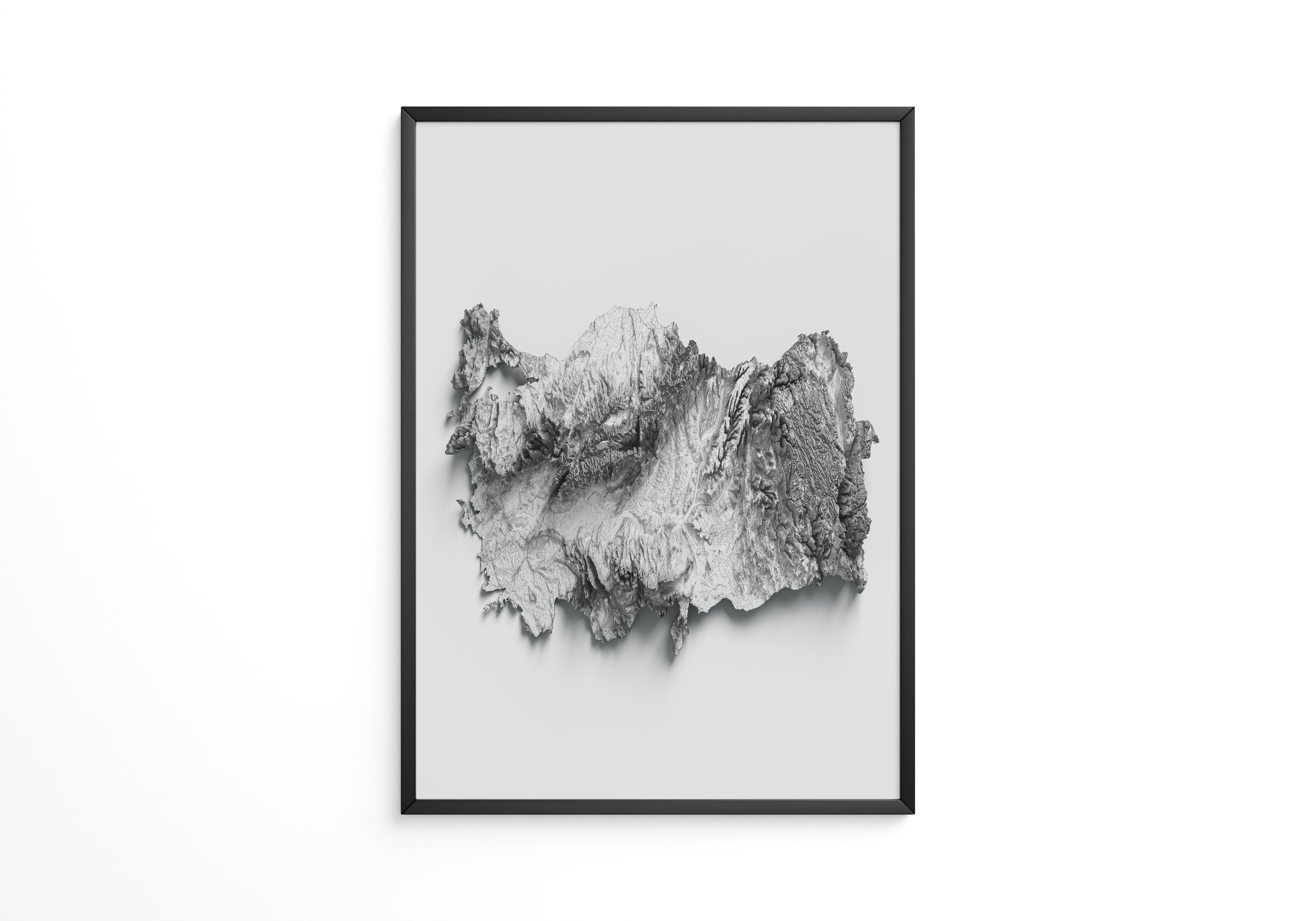 Geografie 3D Schwarz Weiß