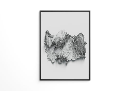 Geografie 3D Schwarz Weiß