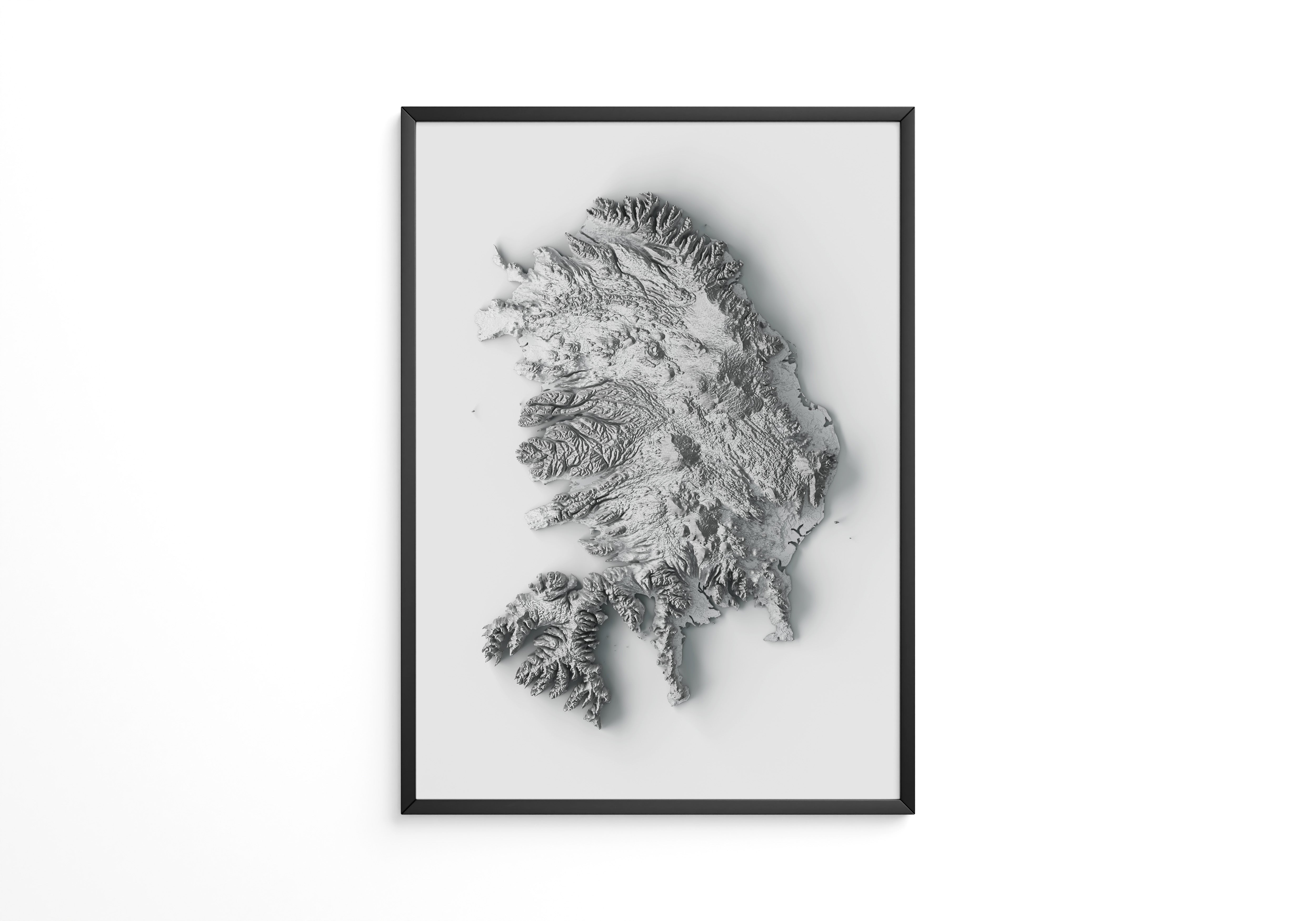 Island 3D-Relief Grau