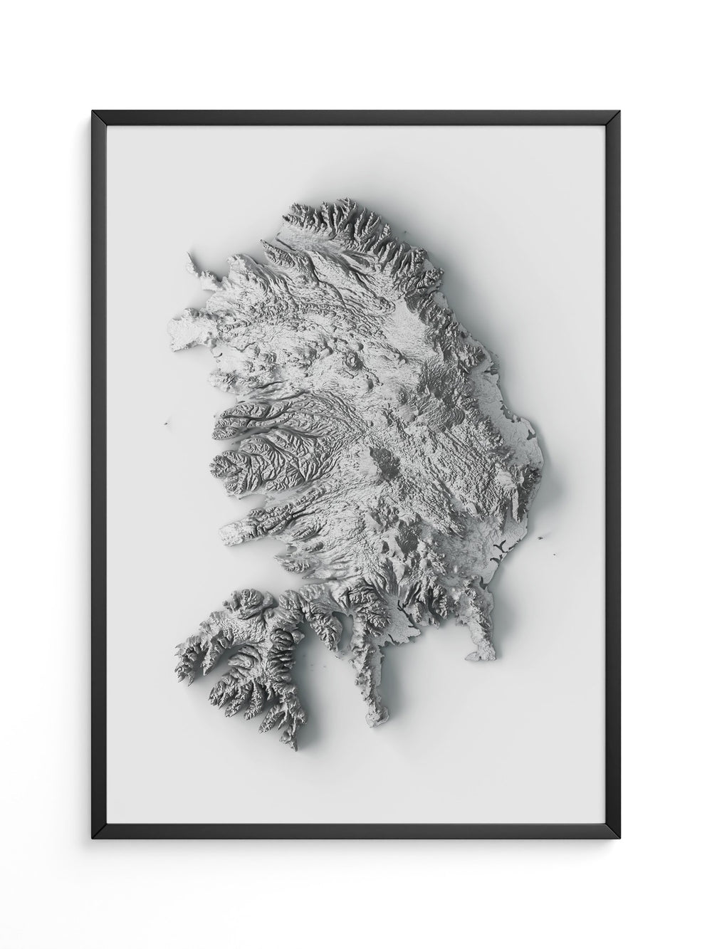 Island 3D-Relief Grau