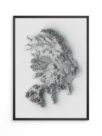 Island 3D-Relief Grau