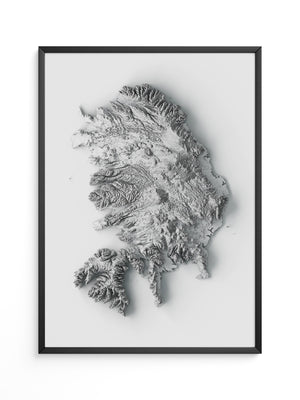 Island 3D-Relief Grau
