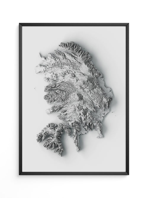 Island 3D-Relief Grau