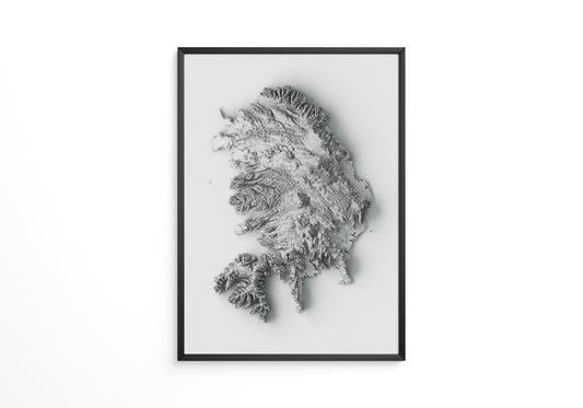 Island 3D-Relief Grau