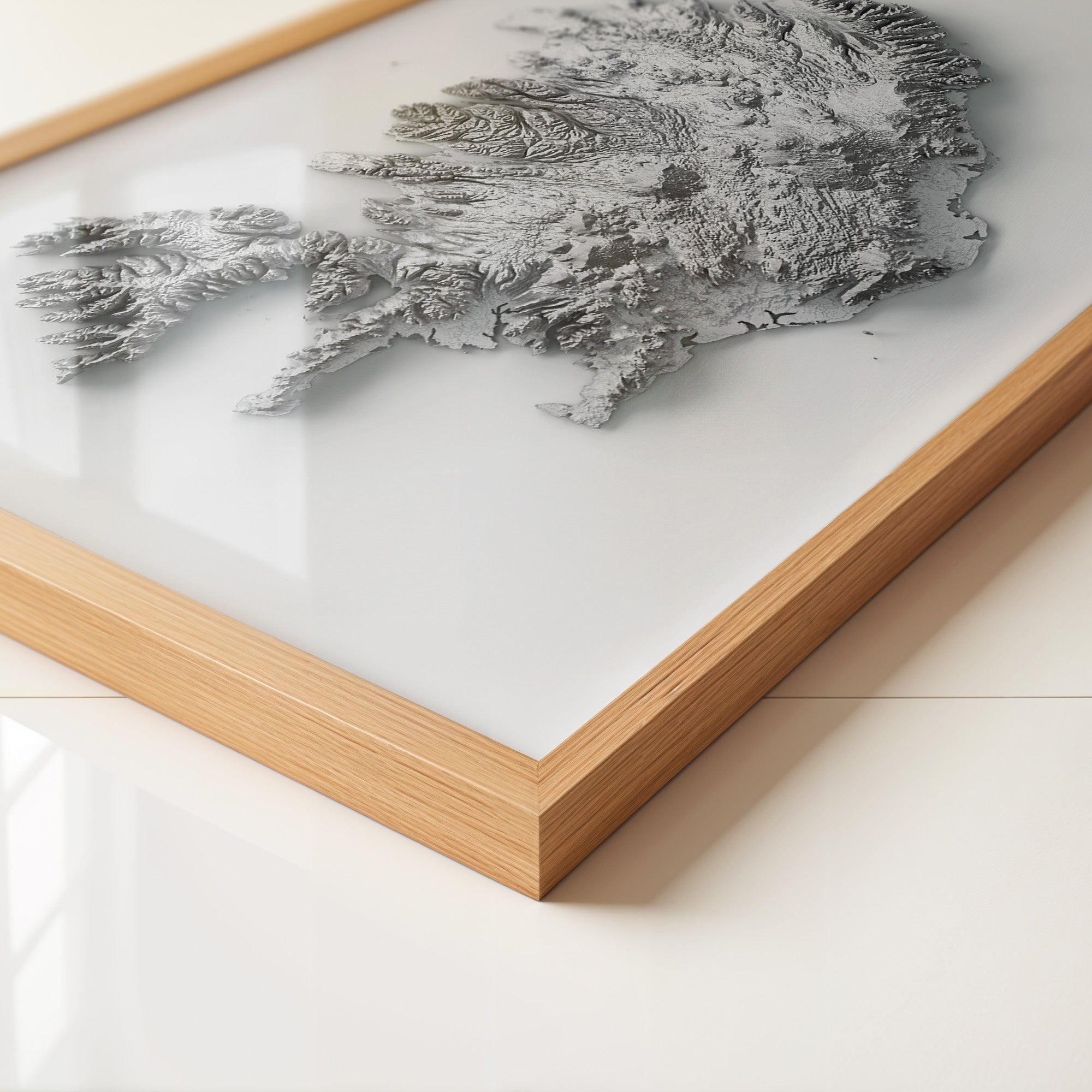 Island 3D-Relief Grau