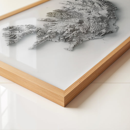 Island 3D-Relief Grau