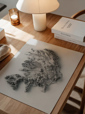 Island 3D-Relief Grau