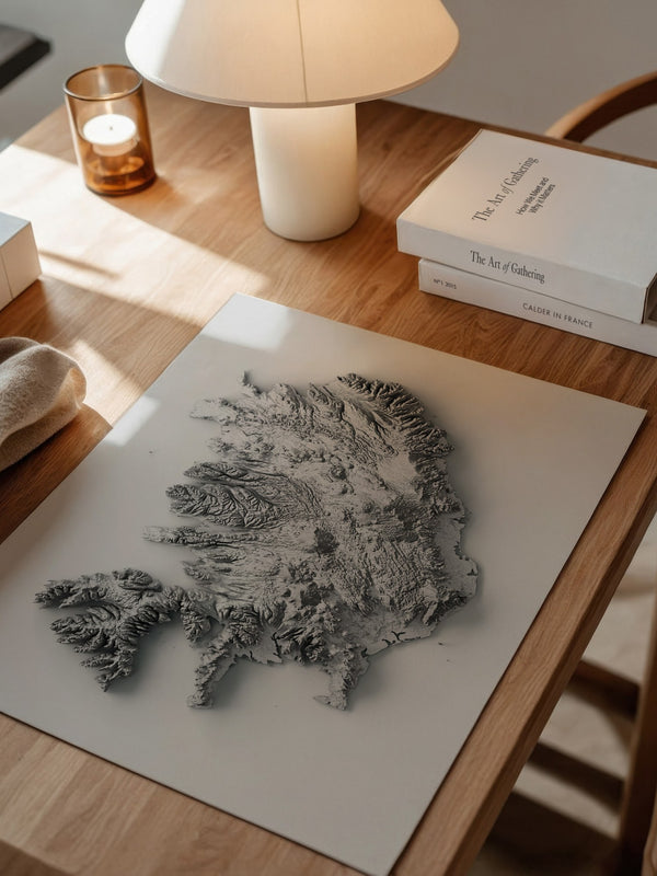 Island 3D-Relief Grau