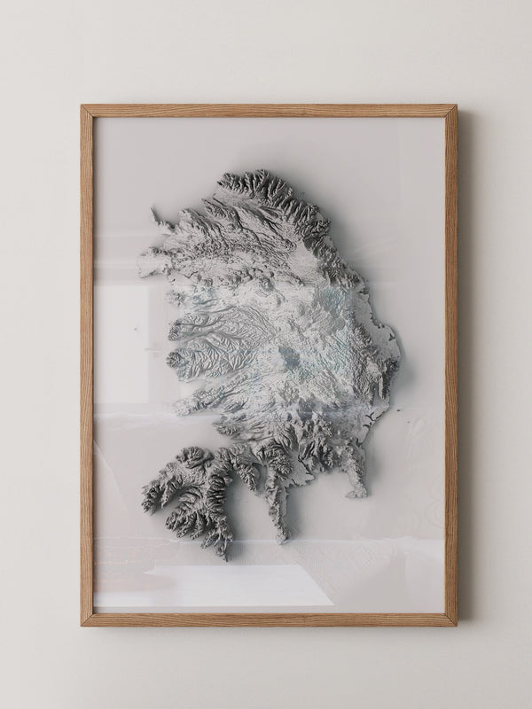 Island 3D-Relief Grau