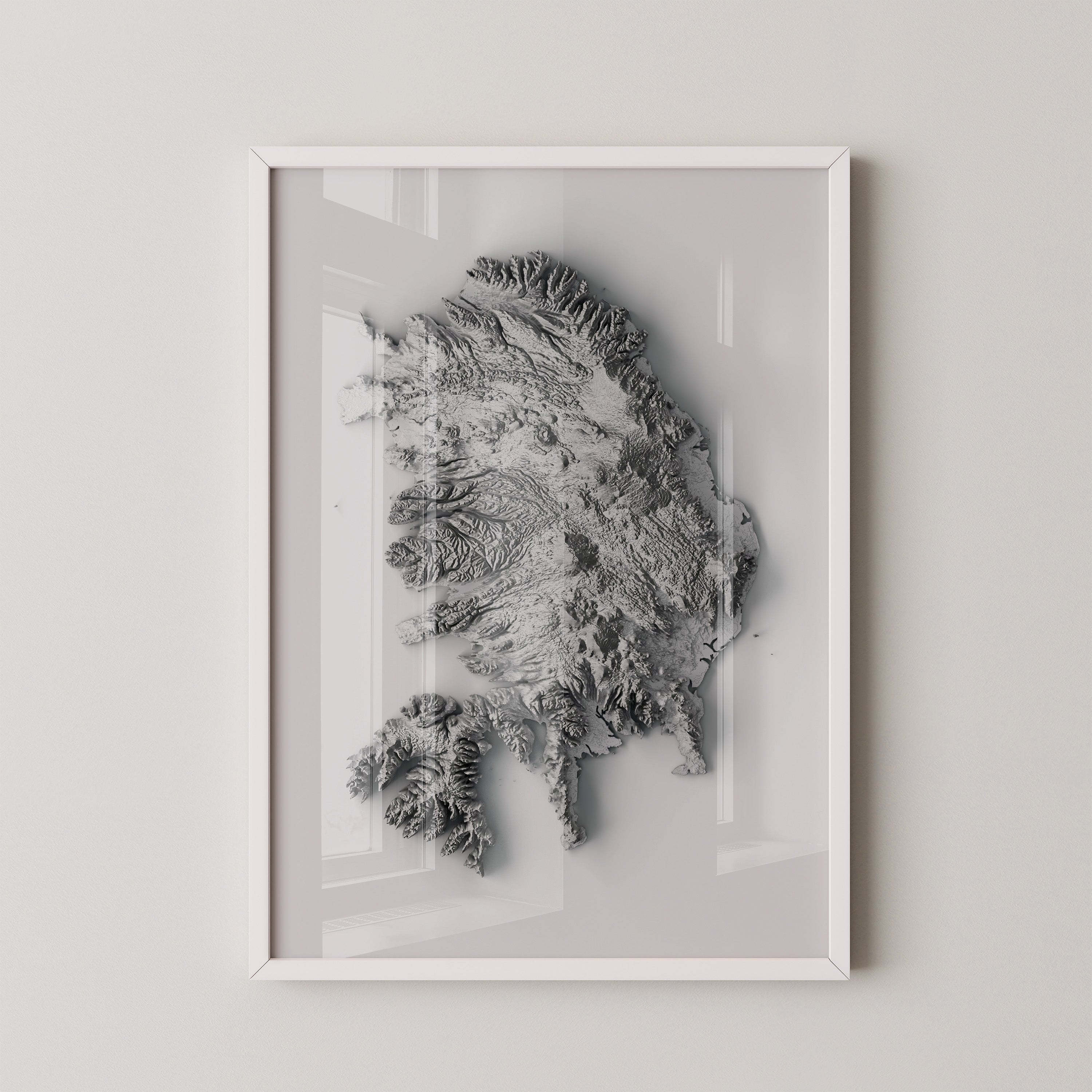 Island 3D-Relief Grau