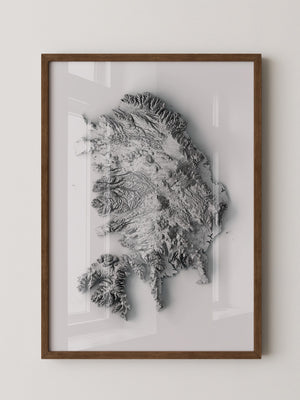 Island 3D-Relief Grau