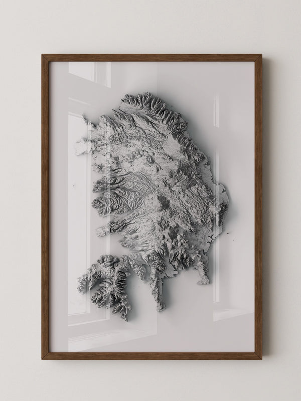 Island 3D-Relief Grau