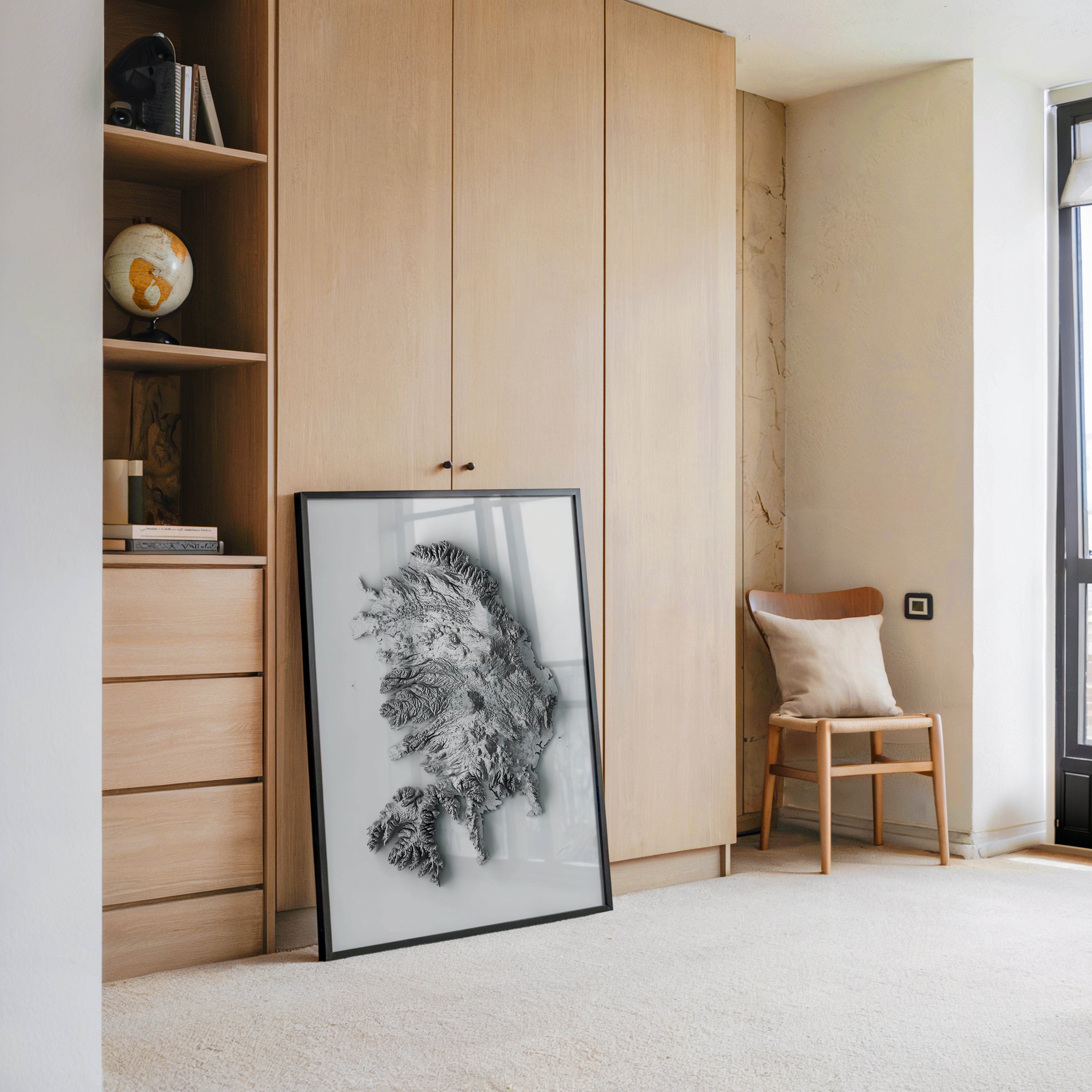 Island 3D-Relief Grau