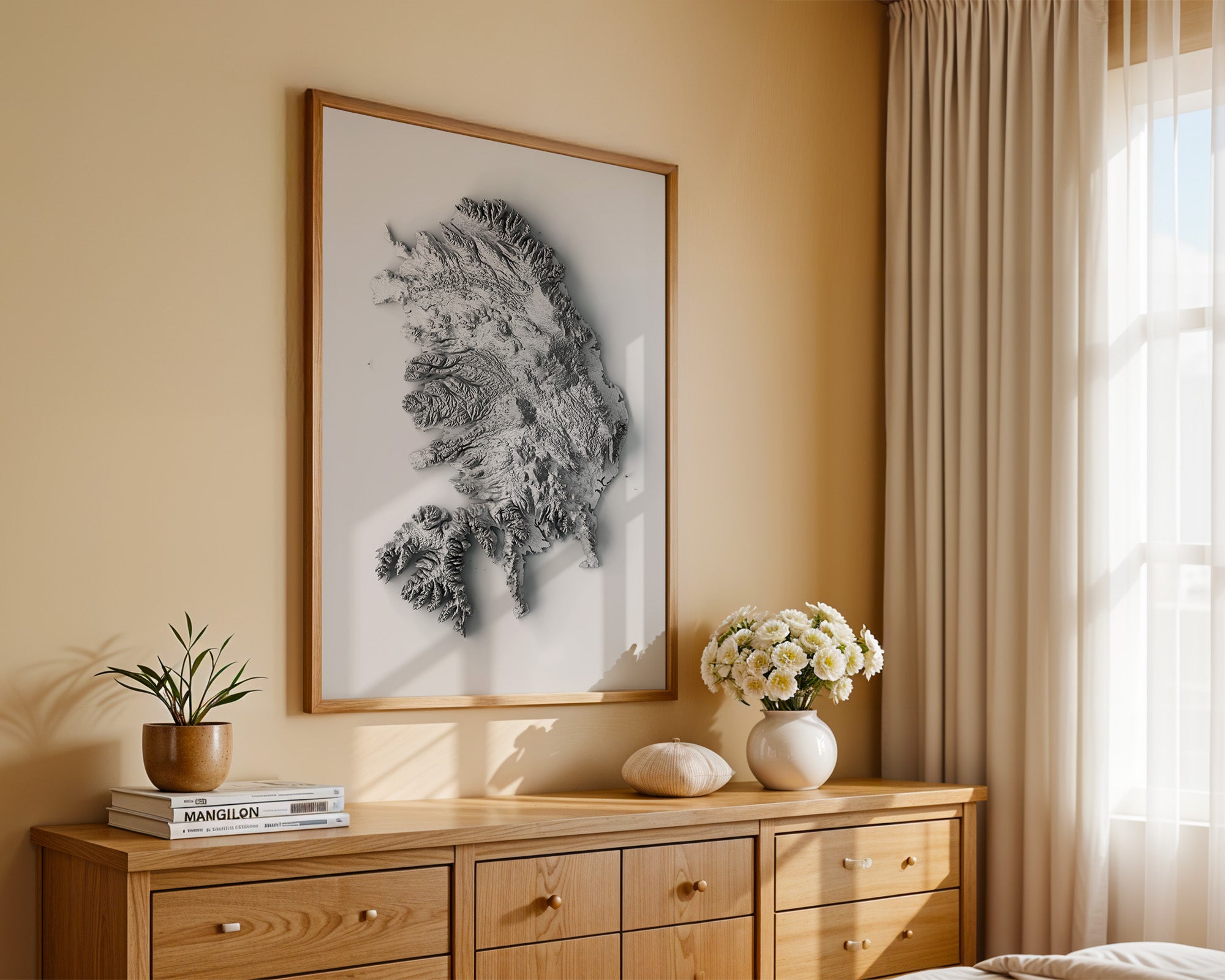 Island 3D-Relief Grau