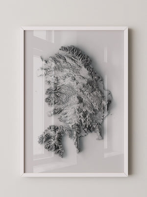 Island 3D-Relief Grau