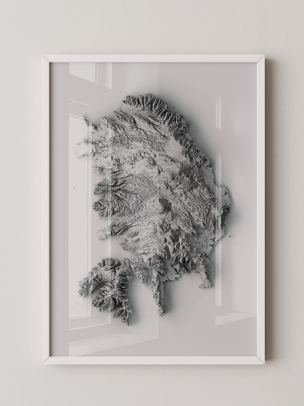 Island 3D-Relief Grau