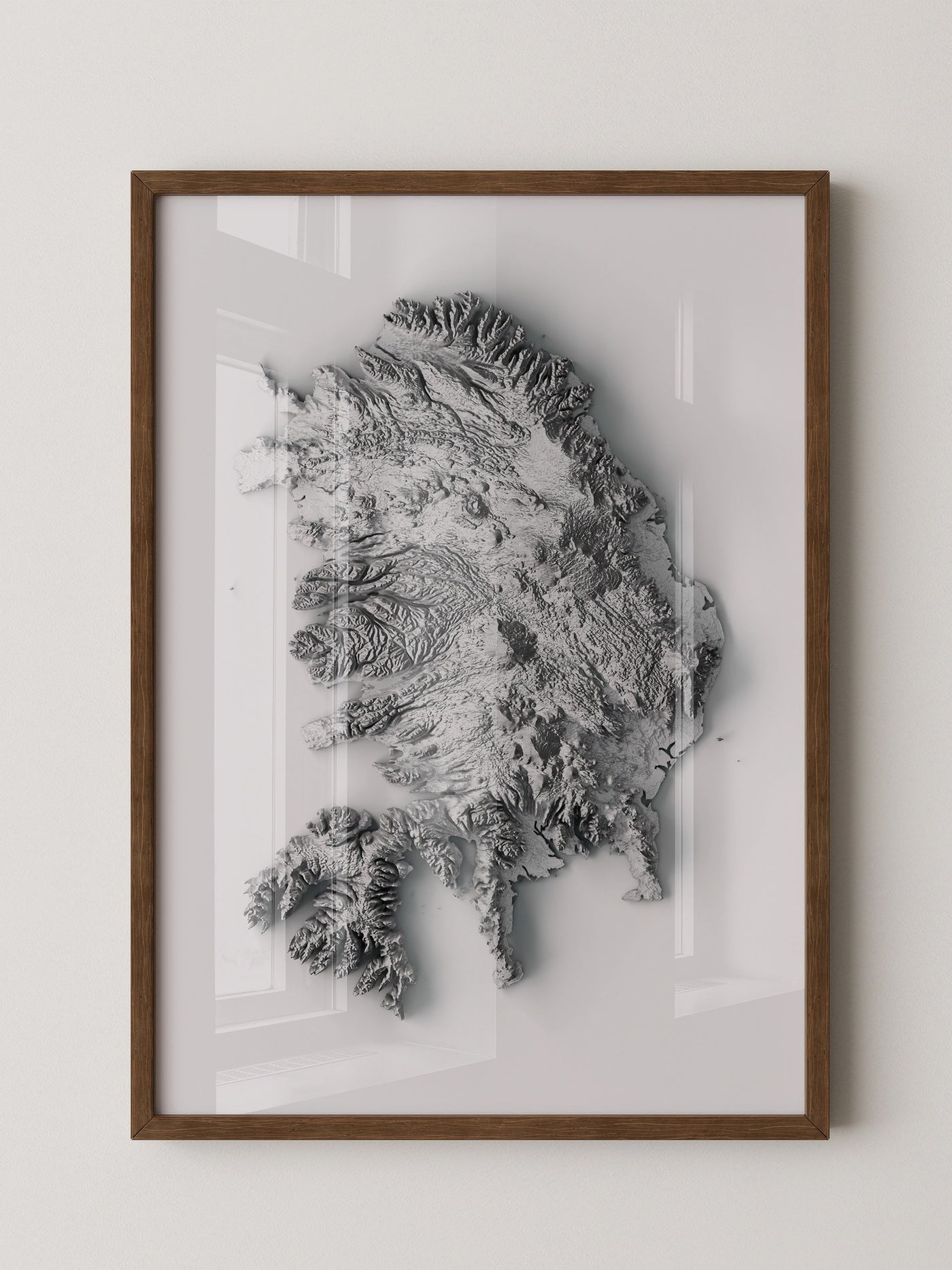 Island 3D-Relief Grau