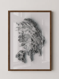 Island 3D-Relief Grau