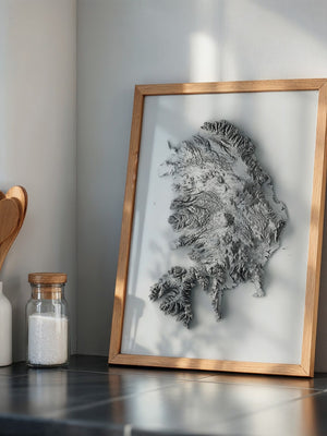 Island 3D-Relief Grau