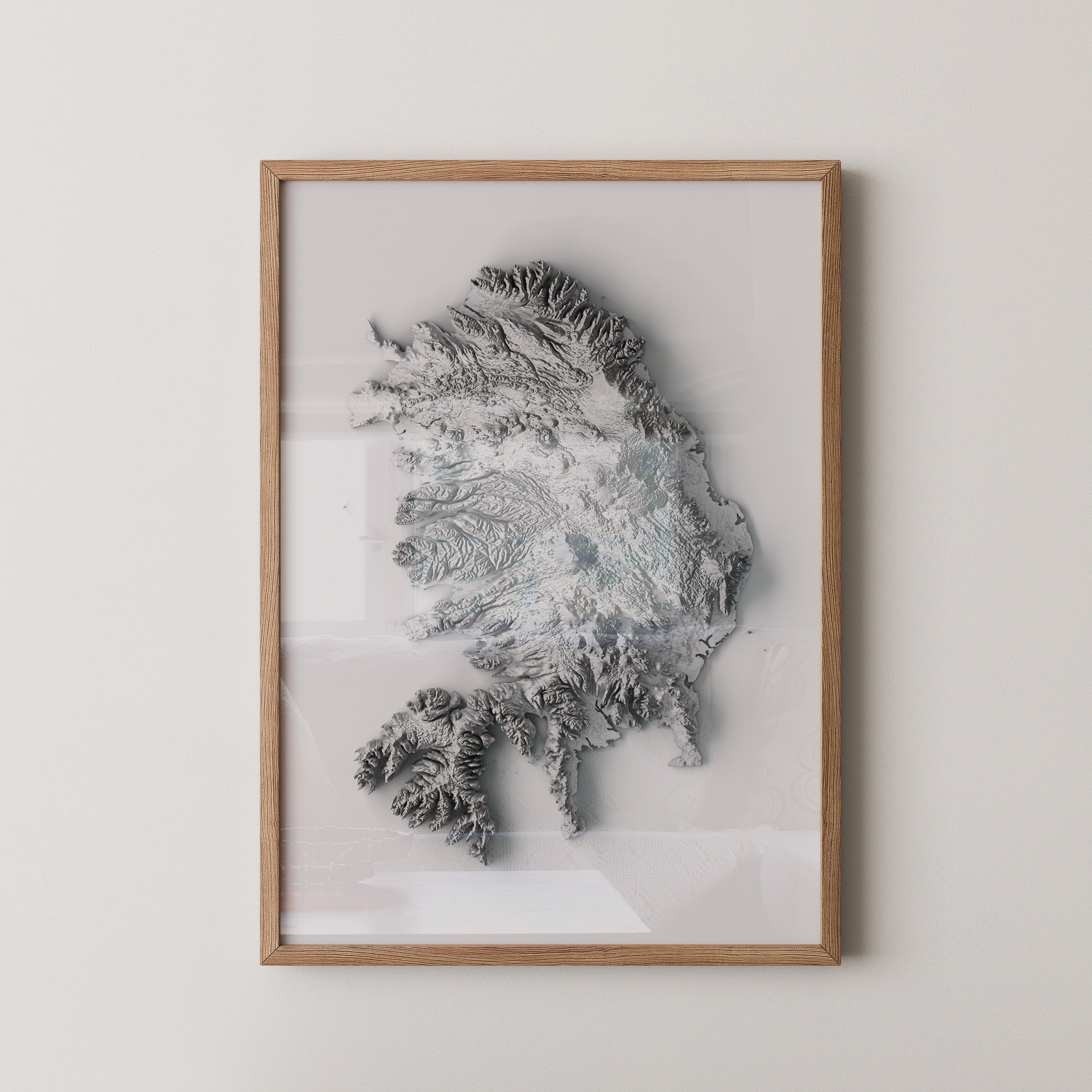 Island 3D-Relief Grau