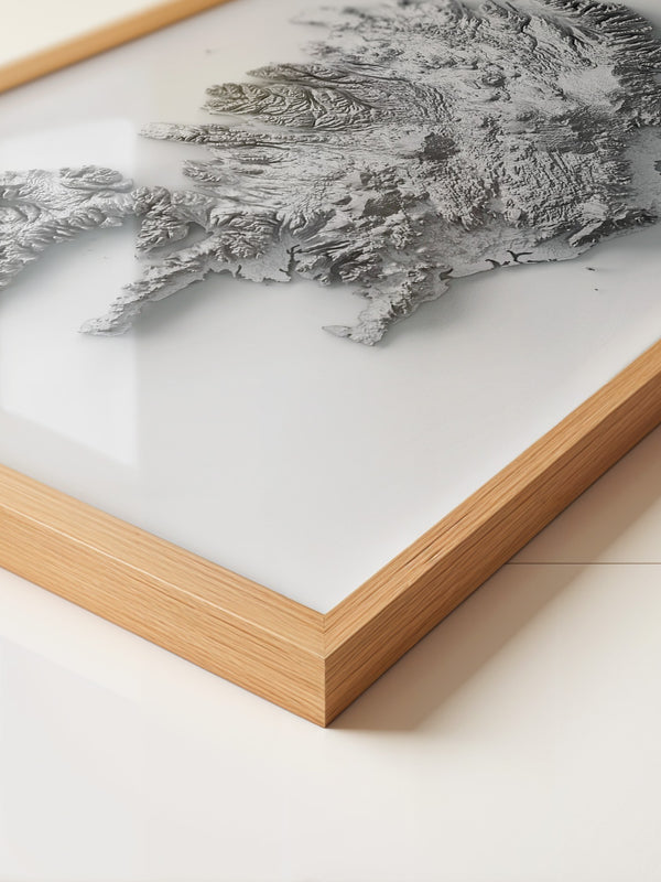 Island 3D-Relief Grau