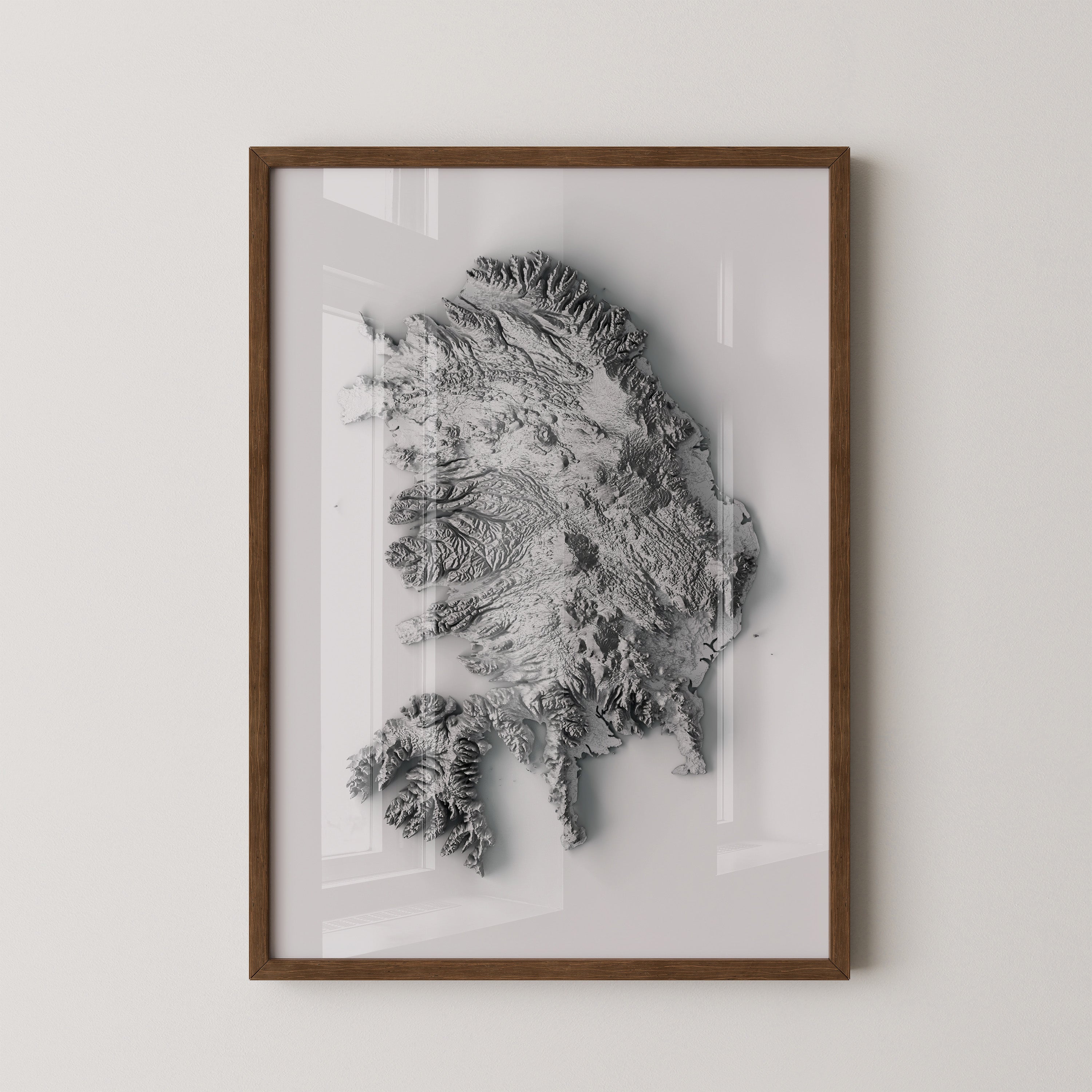 Island 3D-Relief Grau