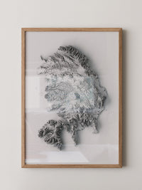 Island 3D-Relief Grau