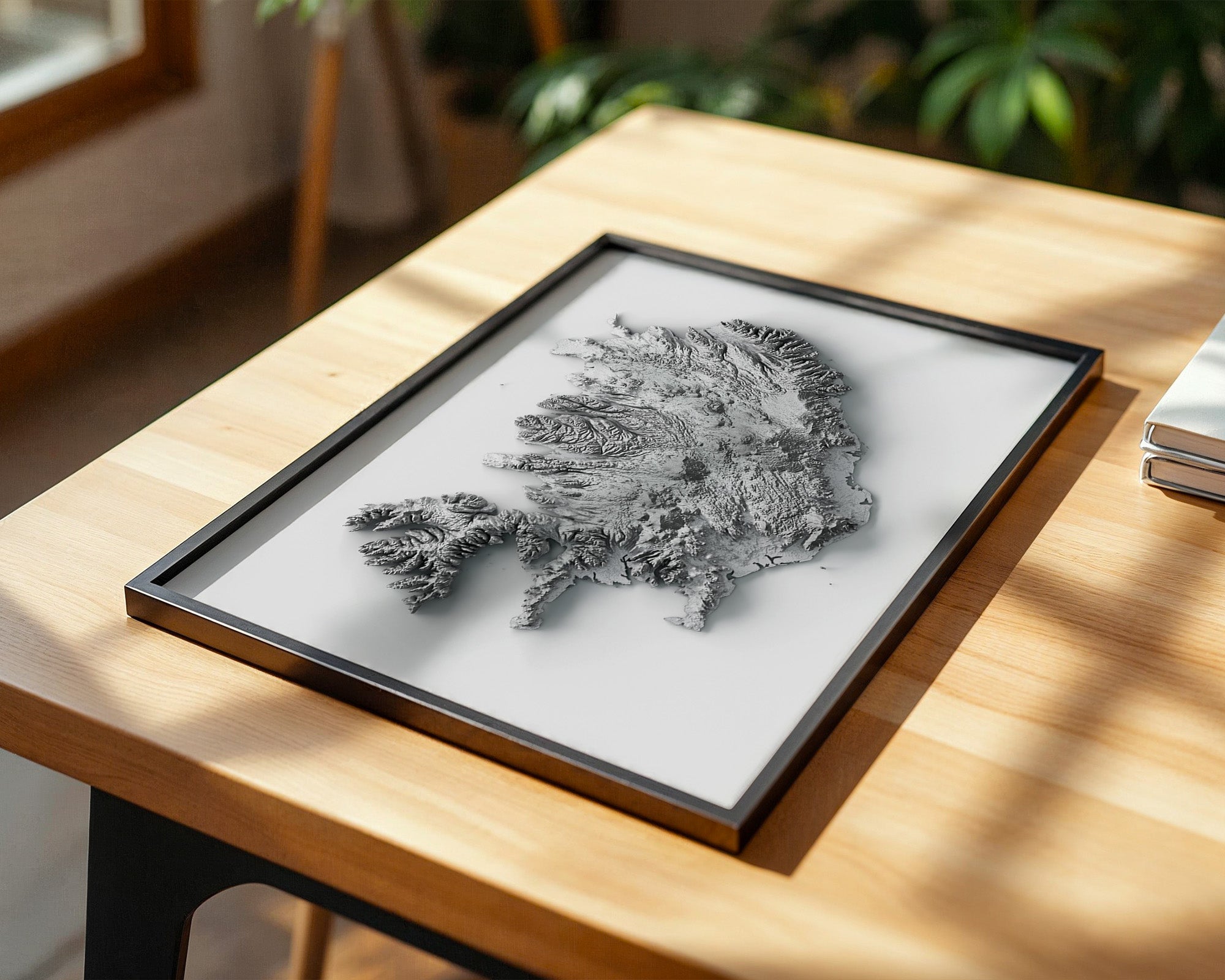 Island 3D-Relief Grau