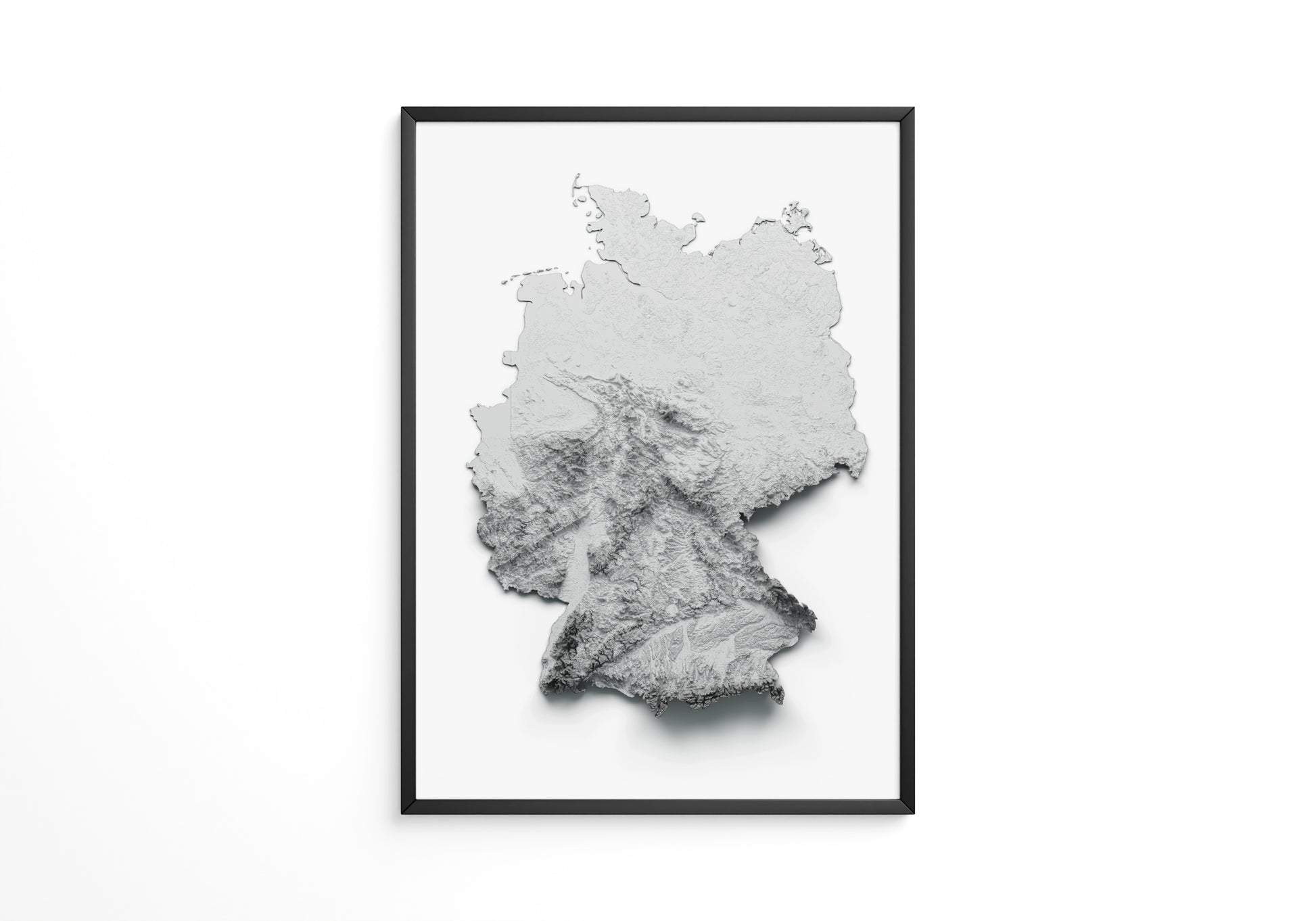 Deutschland Reliefkarte Grautöne
