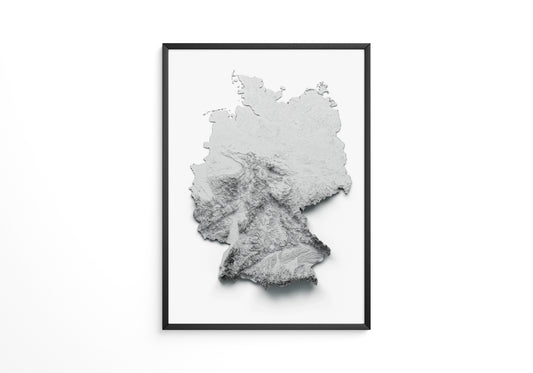 Deutschland Reliefkarte Grautöne