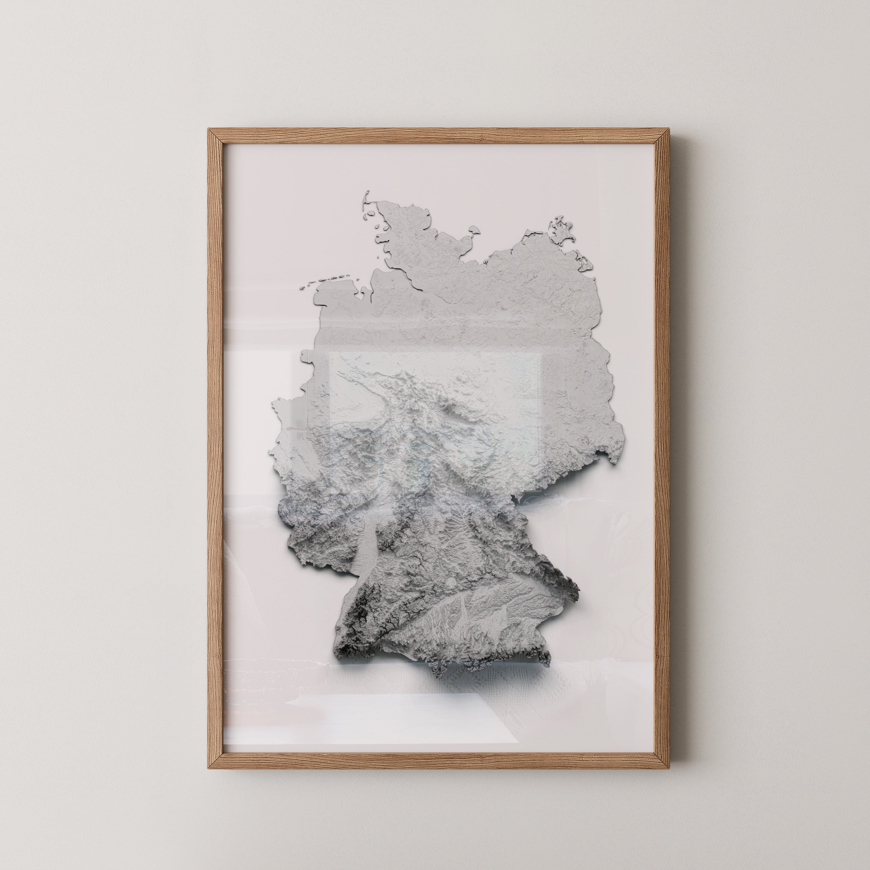 Deutschland Reliefkarte Grautöne