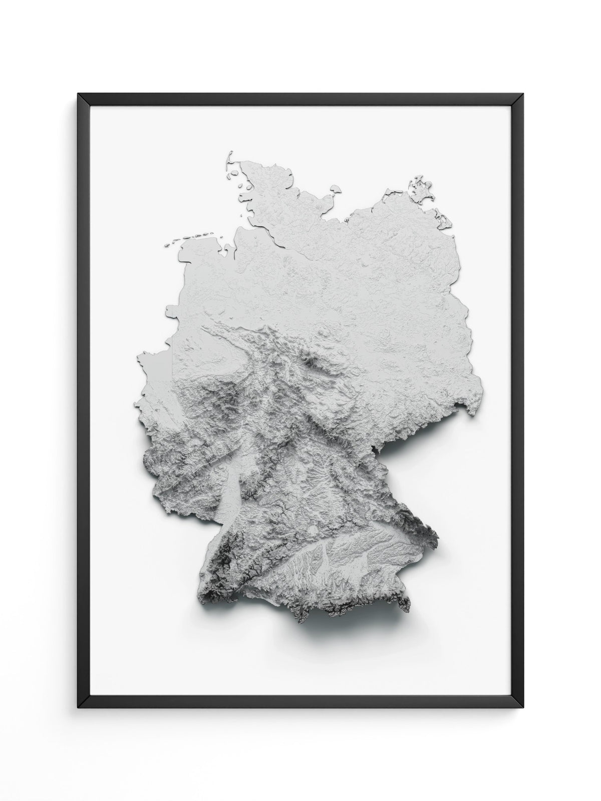 Deutschland Reliefkarte Grautöne