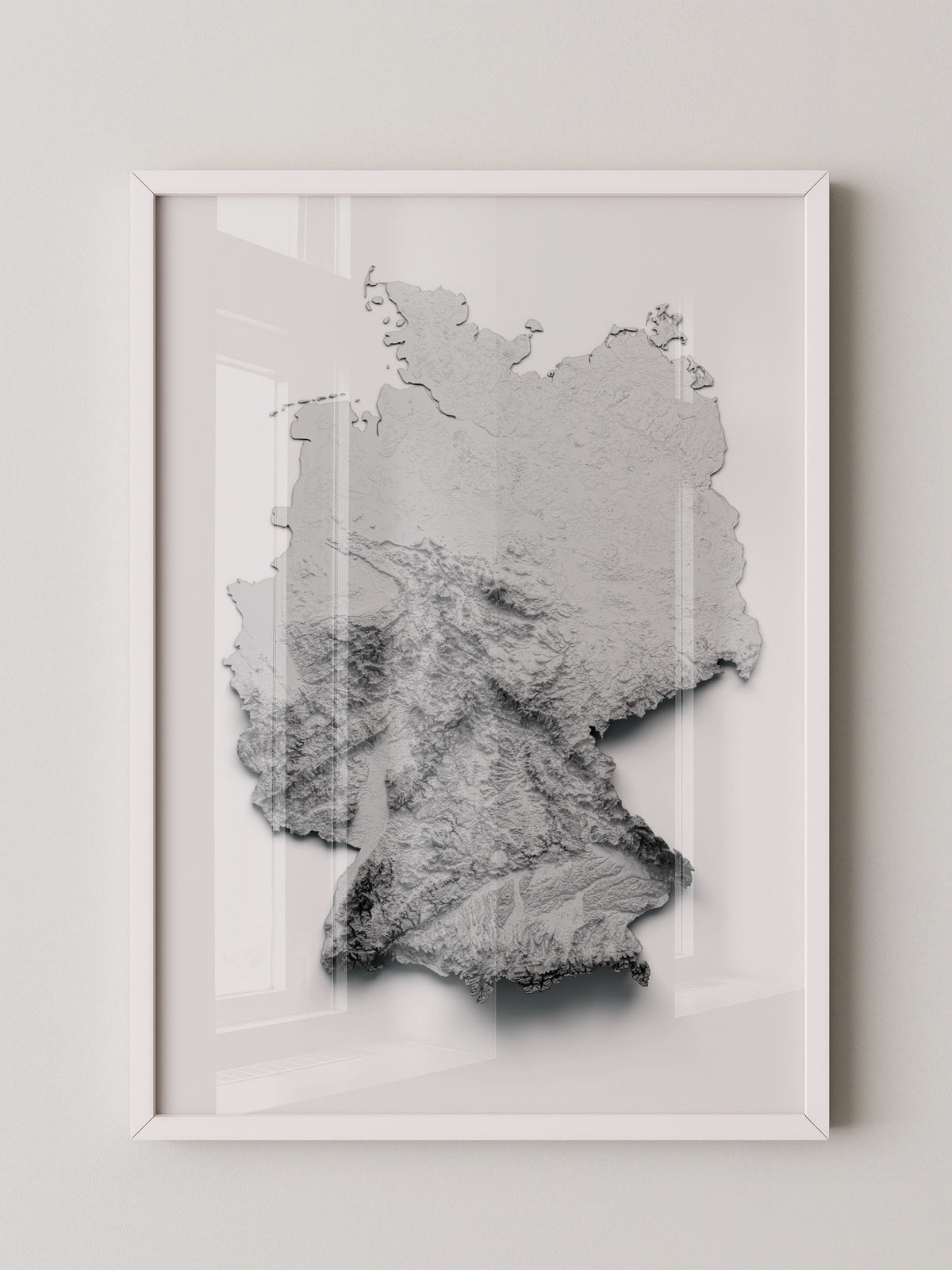 Deutschland Reliefkarte Grautöne