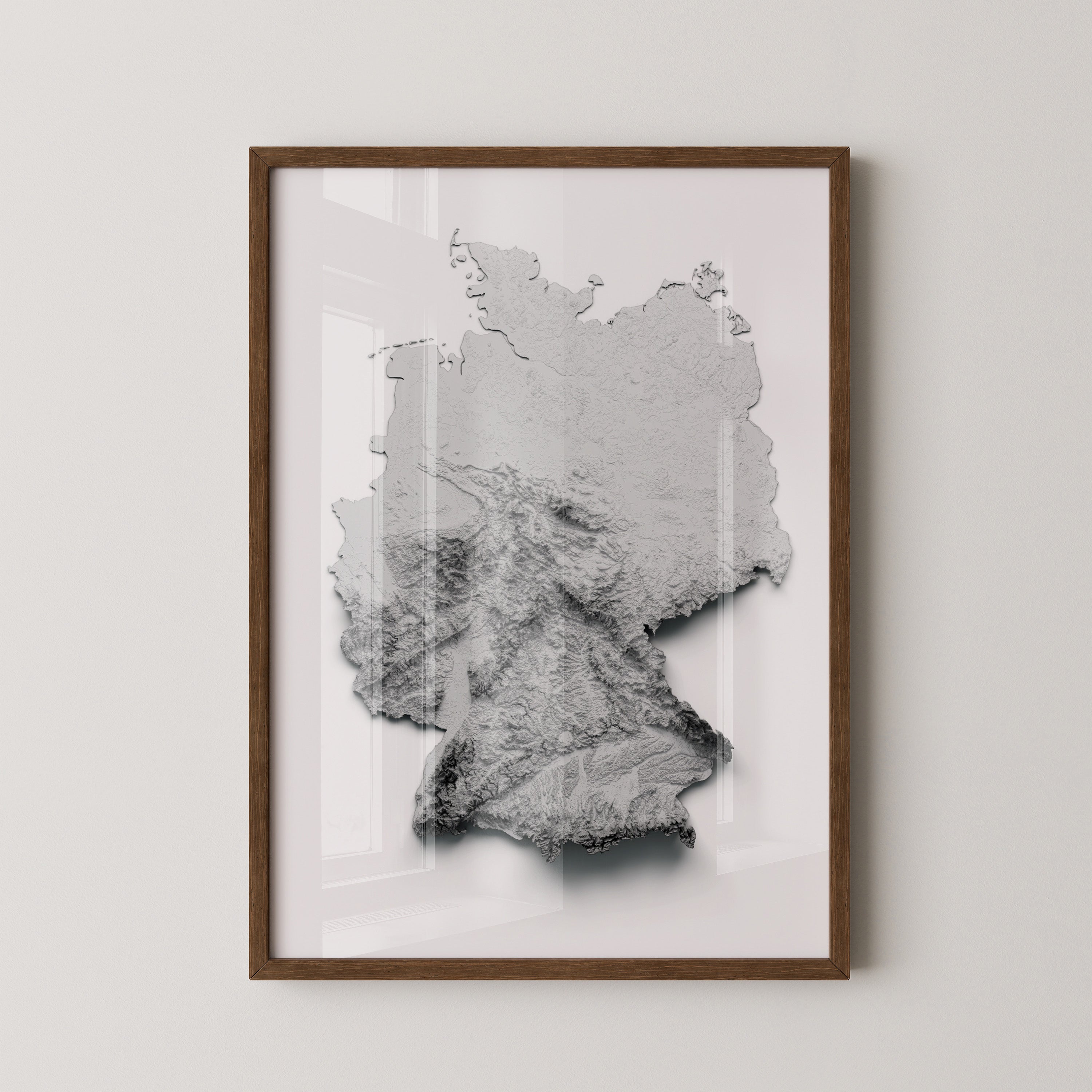 Deutschland Reliefkarte Grautöne