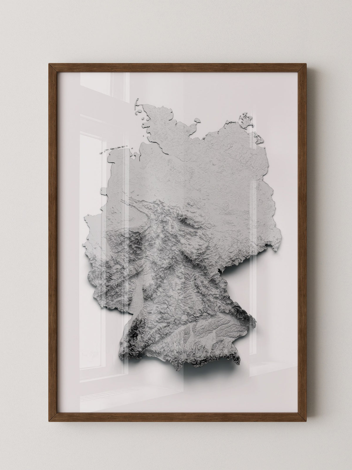 Deutschland Reliefkarte Grautöne
