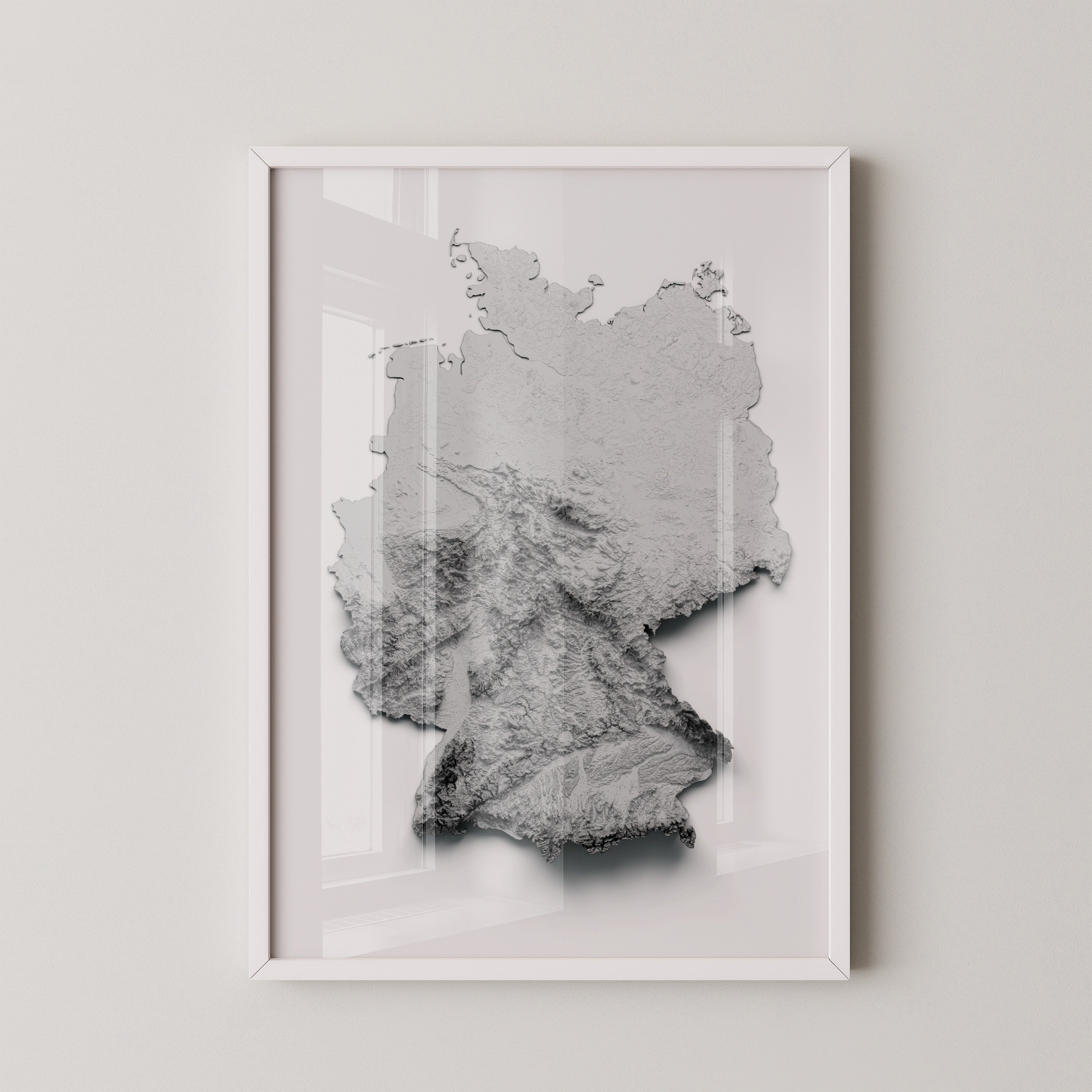 Deutschland Reliefkarte Grautöne