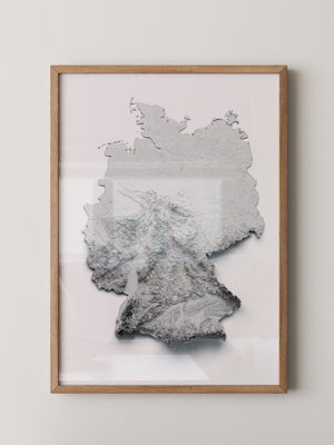 Deutschland Reliefkarte Grautöne