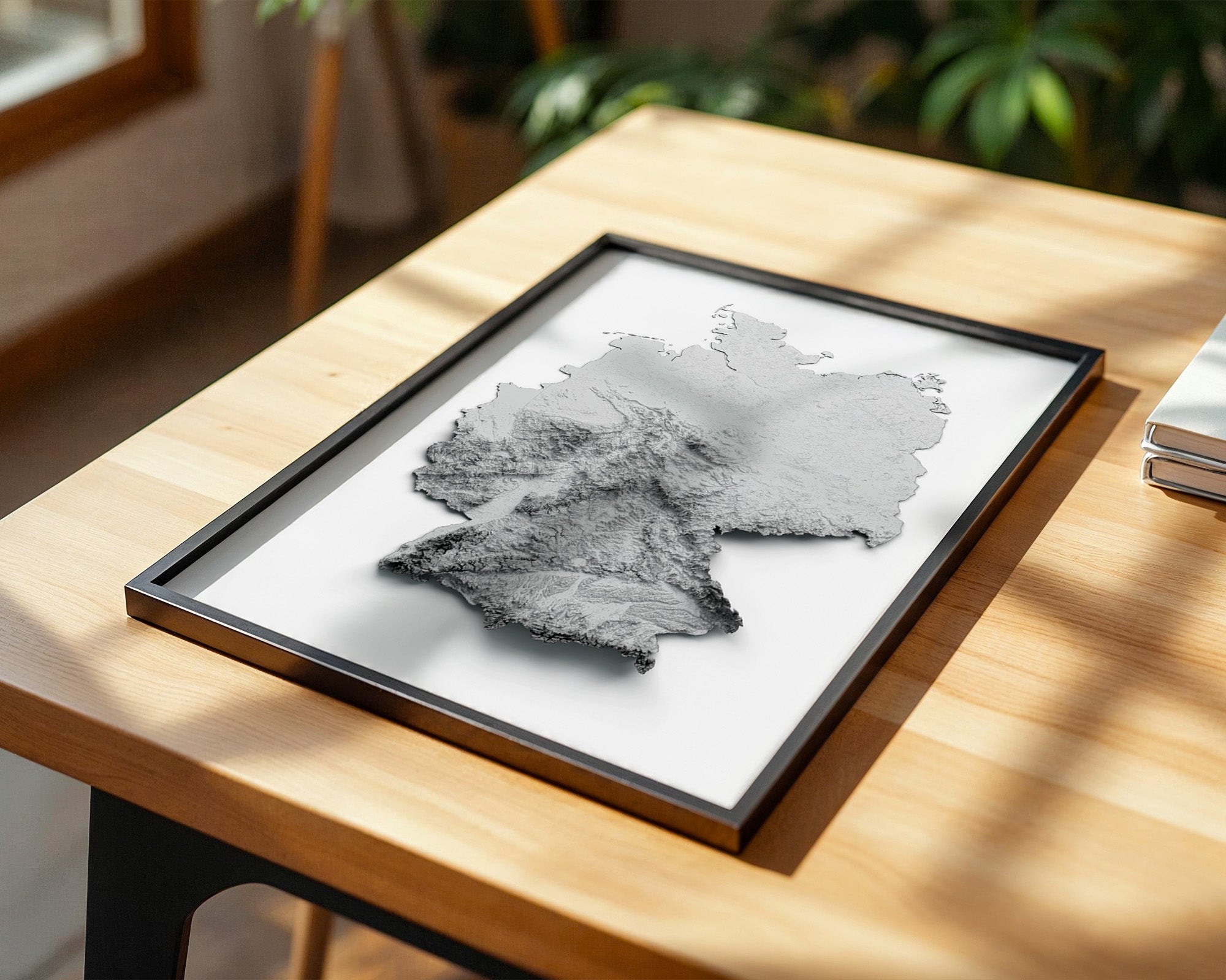 Deutschland Reliefkarte Grautöne