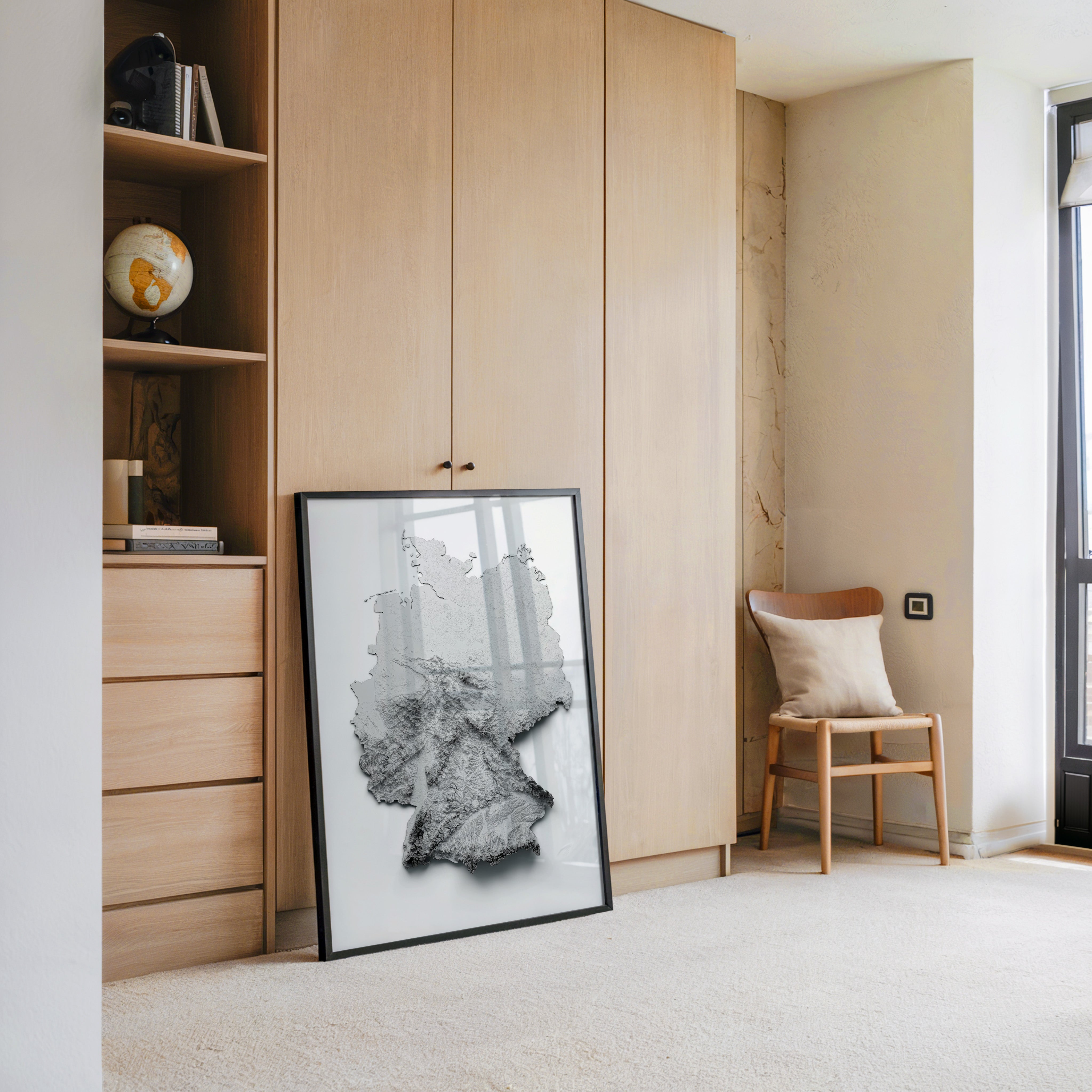 Deutschland Reliefkarte Grautöne